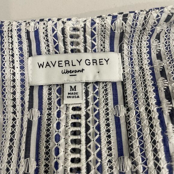 Waverly Grey Peplum Jacket Single Button Eyelet Tie Sleeves Cotton Size M - $218 - Picture 11 of 11